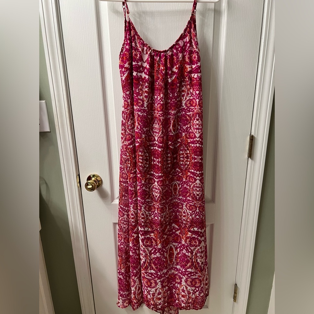 Show Me Your MuMu Pink and White Patterned Maxi Dress